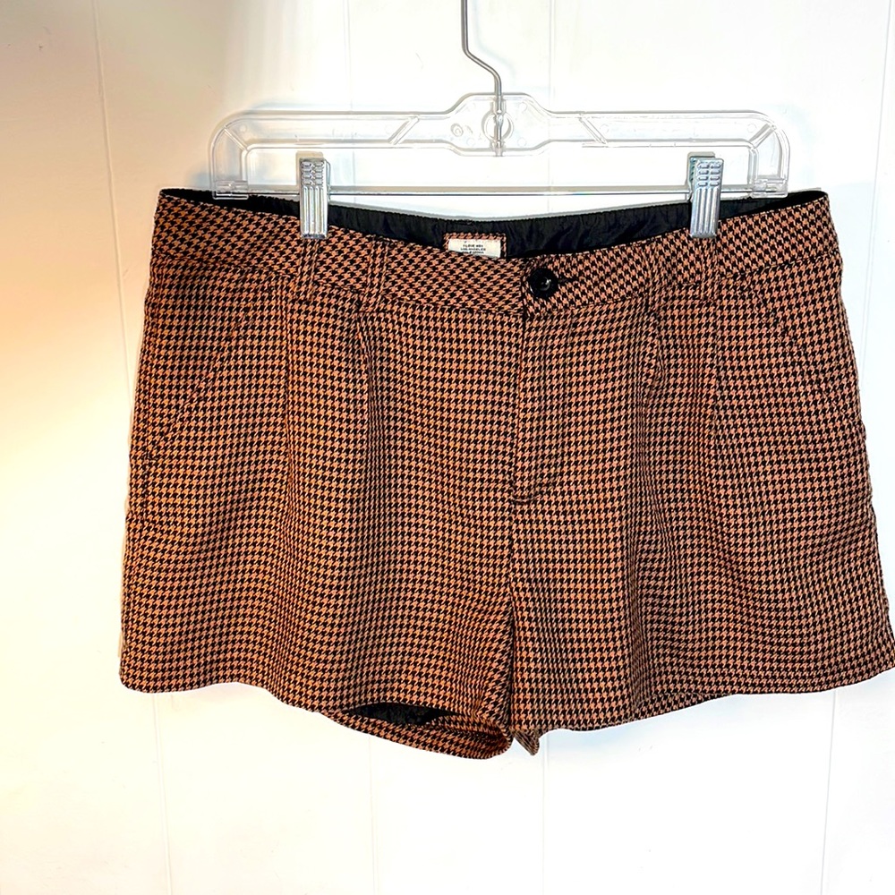 Forever 21 I-Love H81 Brown Black Houndstooth Trouser Style Dress Shorts